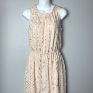 Maison Jules Pink with Gold Polka Dot Sleeveless Dress Size Medium